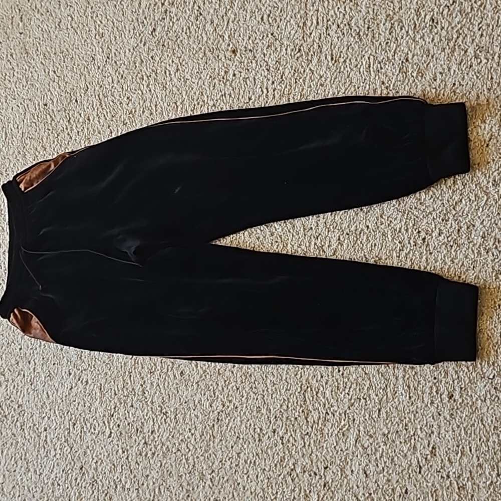 Gucci Dapper Dan Black Velvet Monogram Leather Tan Brown Pocket Sweatpants Track - Picture 1 of 12
